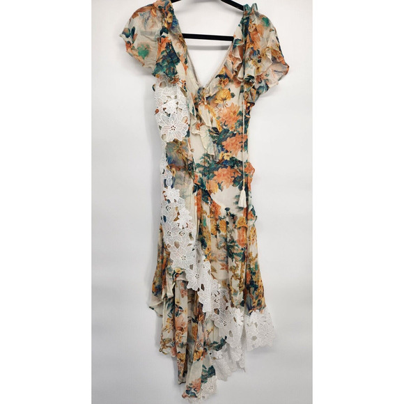 NWD By Anthropologie V-Neck Ruffle Lace Slip Dress Size 2 Ivory #8G404 - Picture 2 of 16